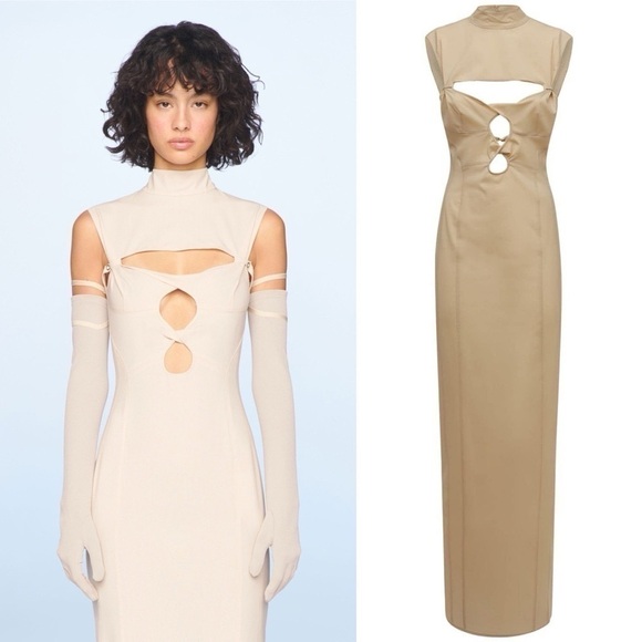 Jacquemus La Robe Palmi Wool Cut-Out Maxi Dress Off-White Size 38 NWT - Picture 10 of 11